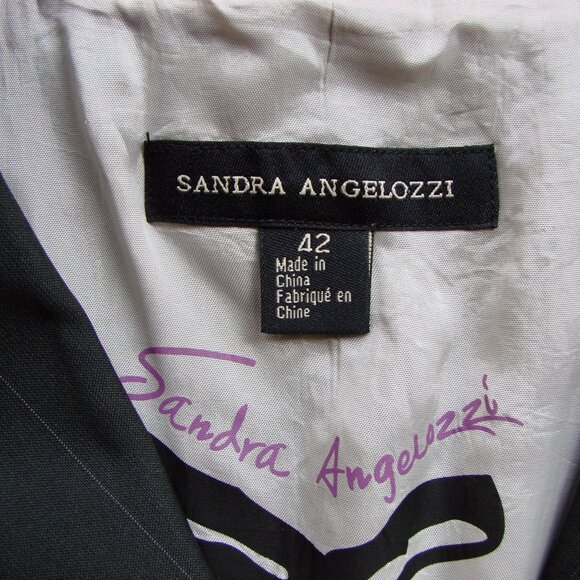 Sandra Angelozzi Black Pinstripe Blazer Jacket Button Office Size EU 42 Large - Picture 4 of 15